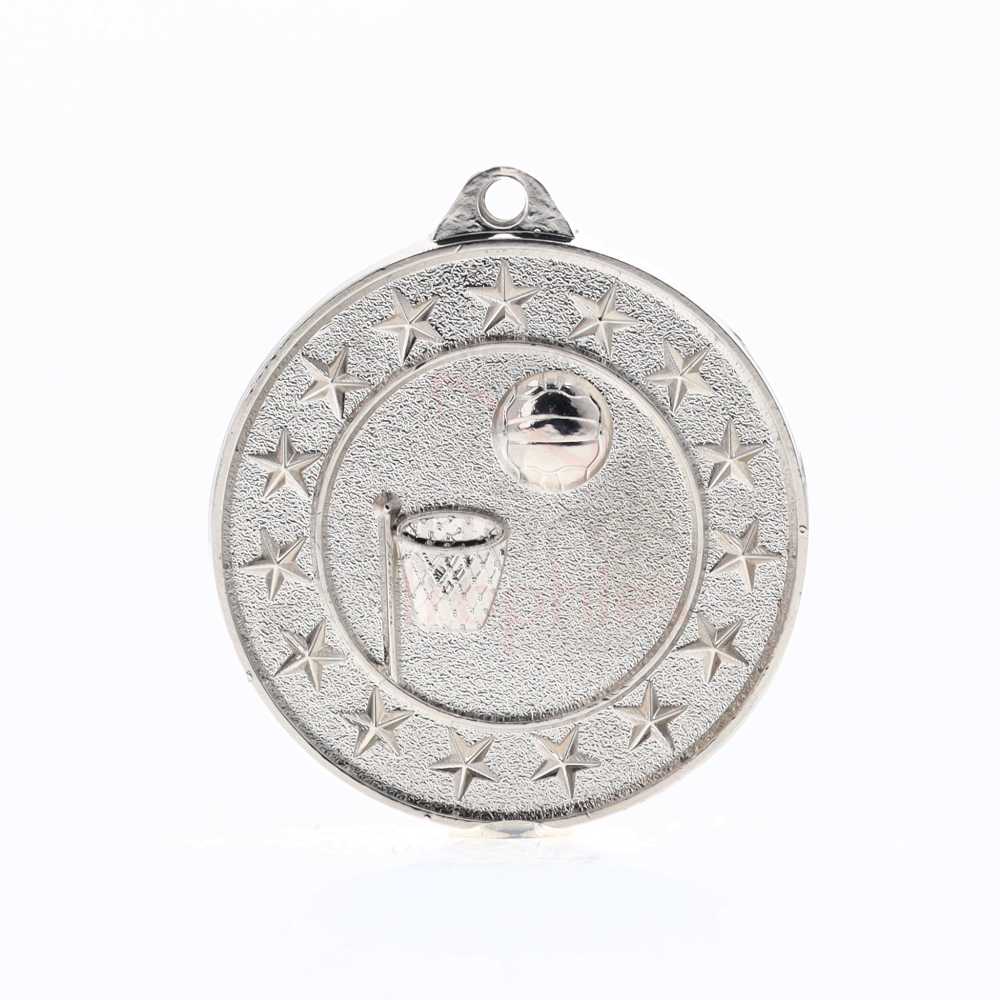 Netball Starry Medal Silver 50mm