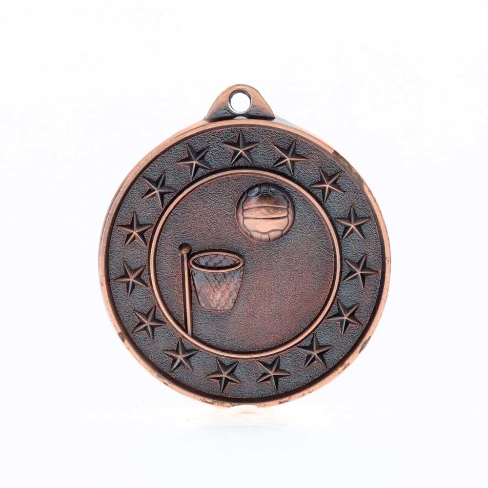 Netball Starry Medal Bronze 50mm
