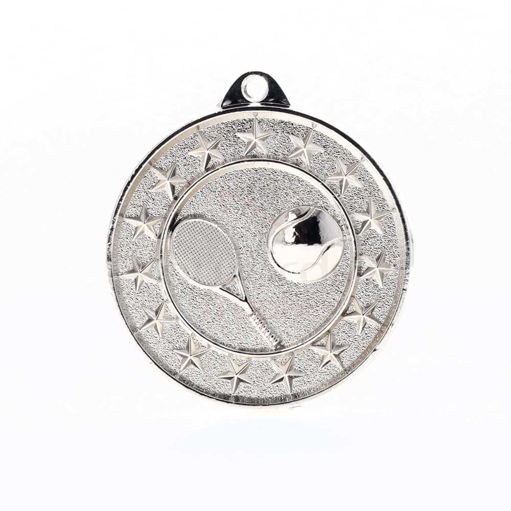 Tennis Starry Medal Silver 50mm