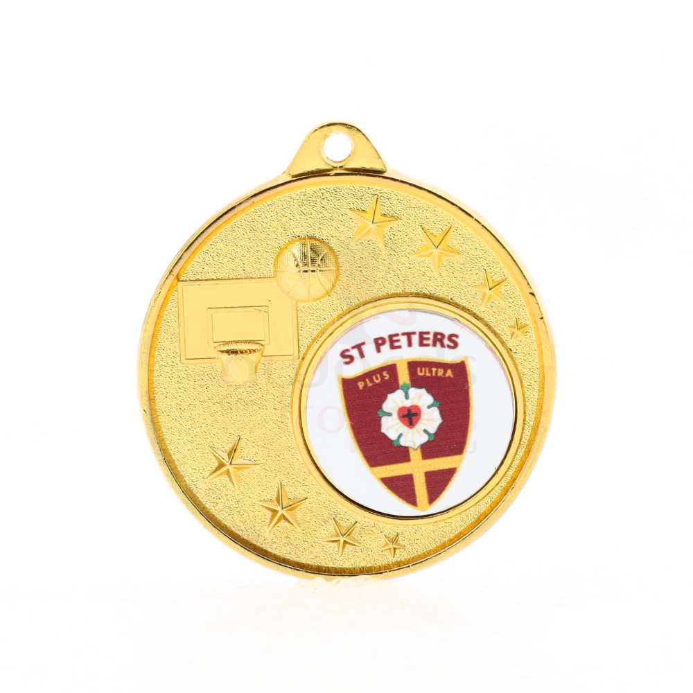 Basketball Logo Starry Medal Gold 50mm
