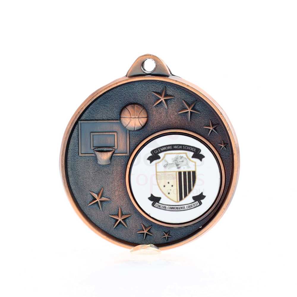 Basketball Logo Starry Medal Bronze 50mm
