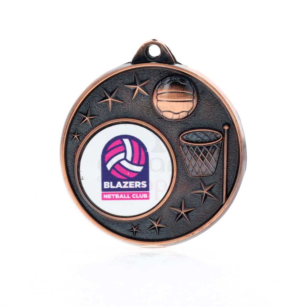 Netball Logo Starry Medal Bronze 50mm