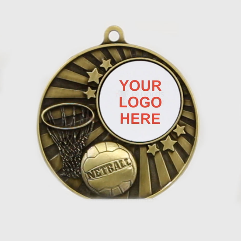 Impact Netball Logo Medal Gold 50mm