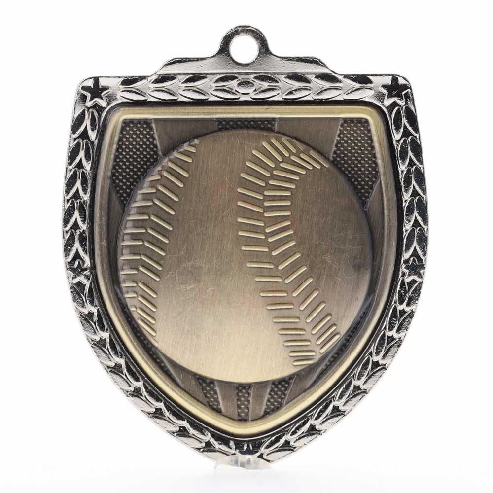 Baseball Shield Medal 80mm - Silver 