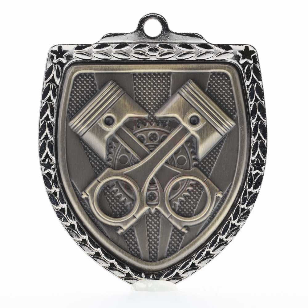 Motorsport Shield Medal 80mm - Silver 