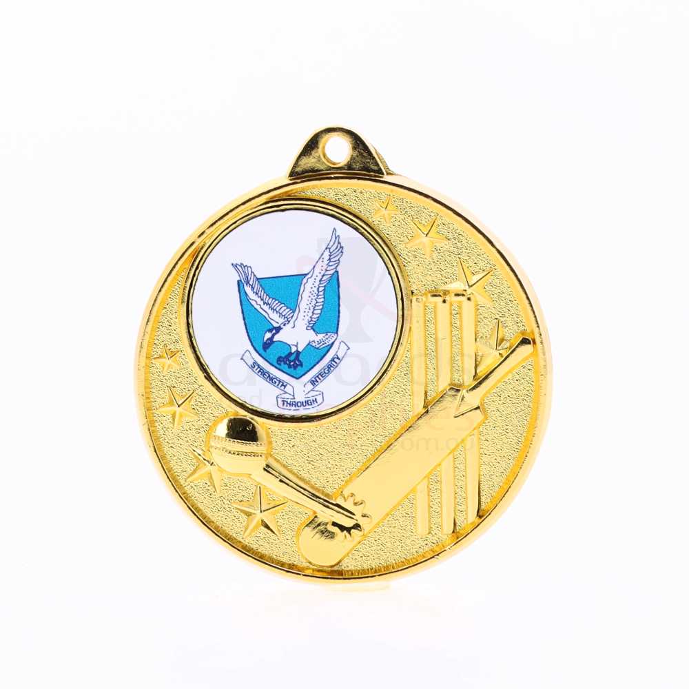 Cricket Logo Starry Medal 50mm - Gold