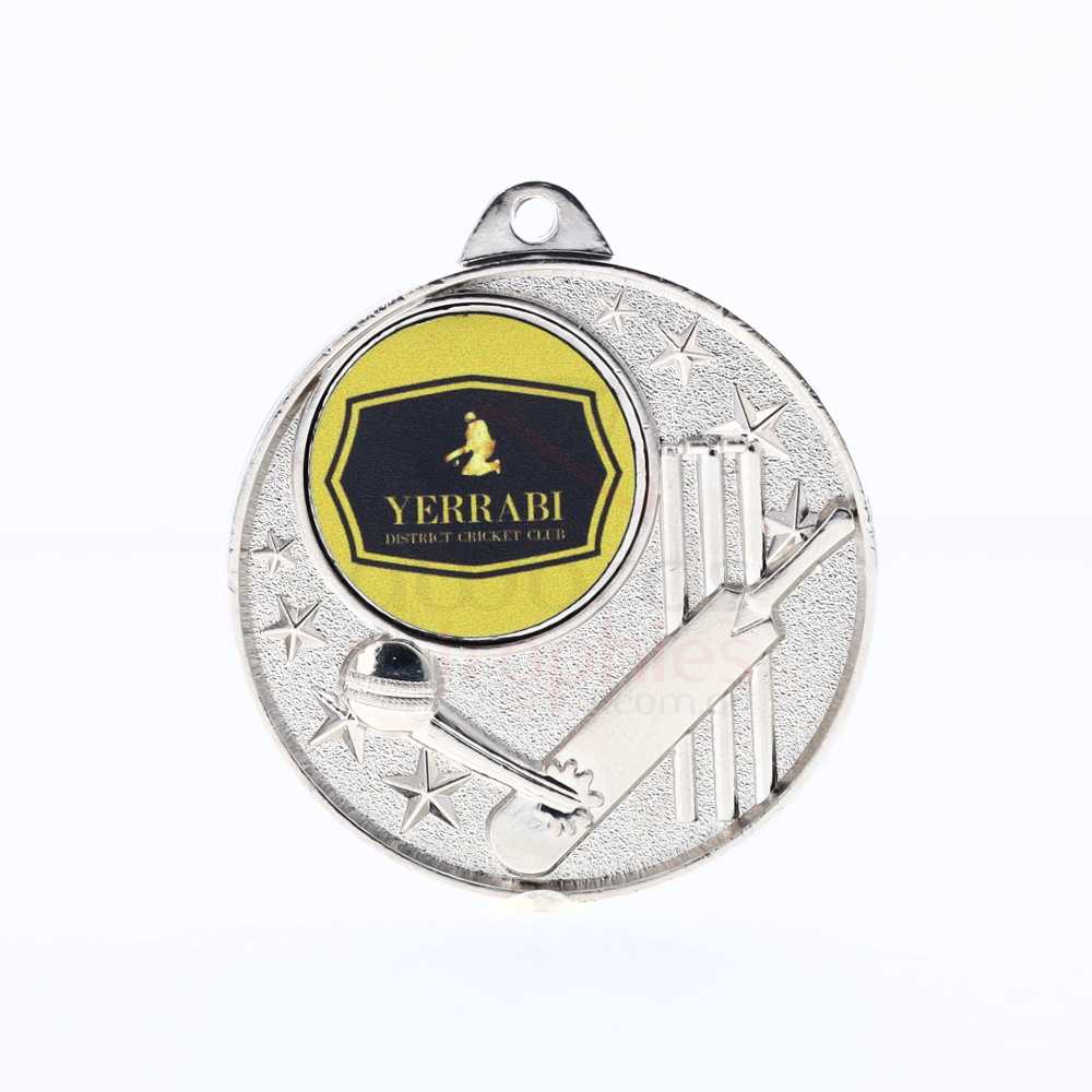 Cricket Logo Starry Medal 50mm - Silver