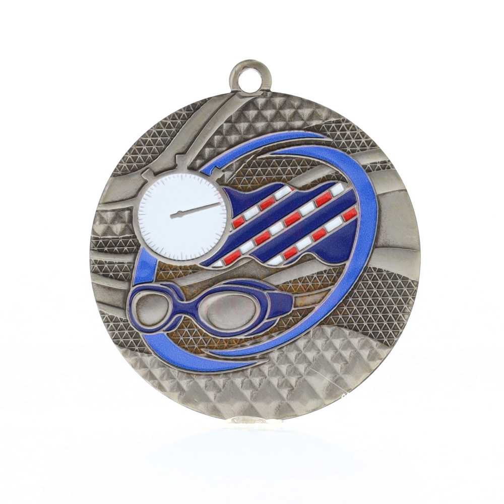 Mosaic Medal 50mm Silver - Swimming