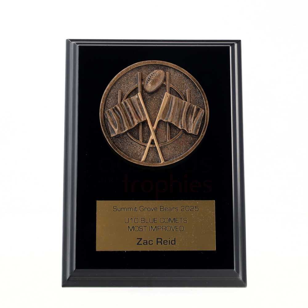 Spartan AFL Goal Black Plaque 150mm