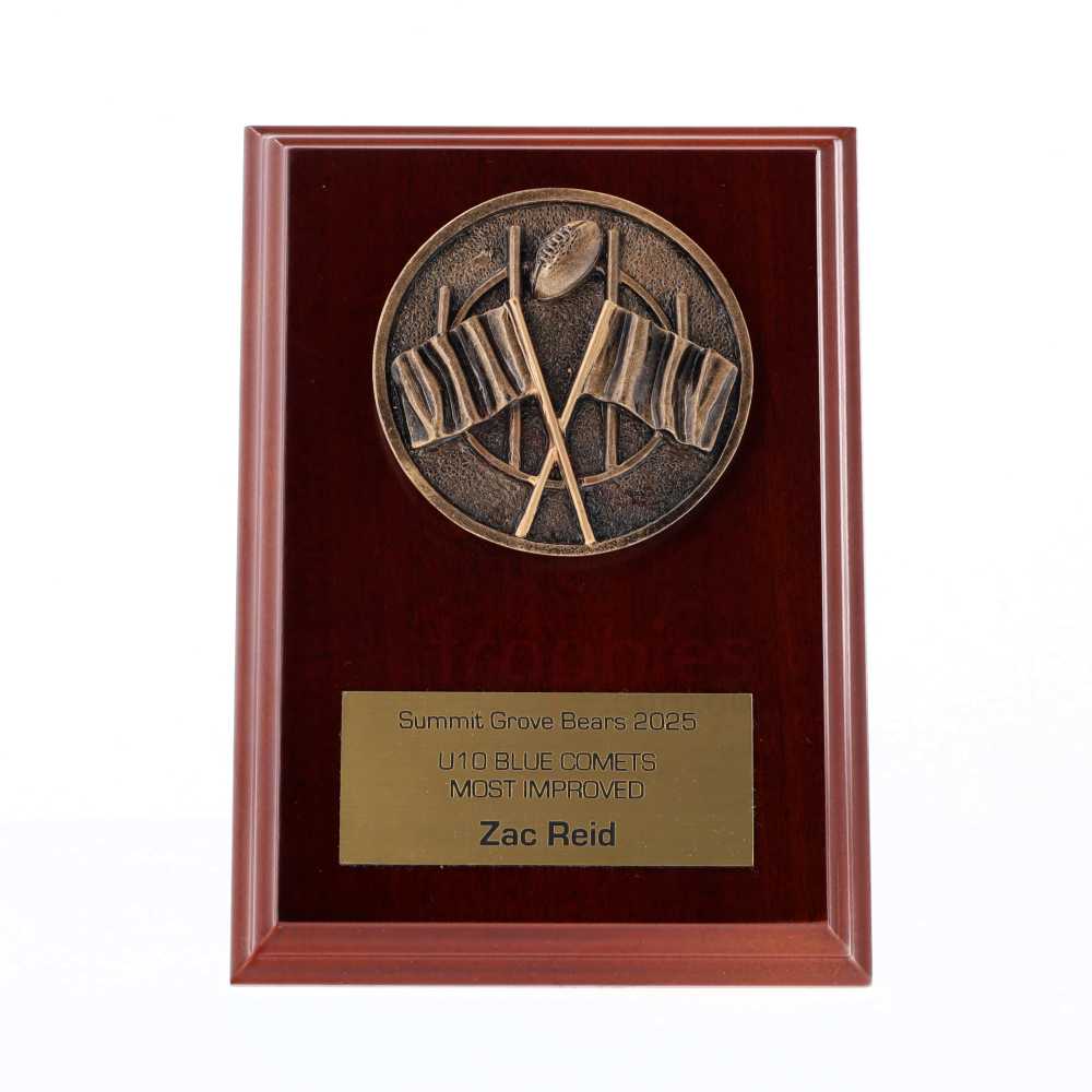Spartan AFL Goal Walnut Plaque 150mm