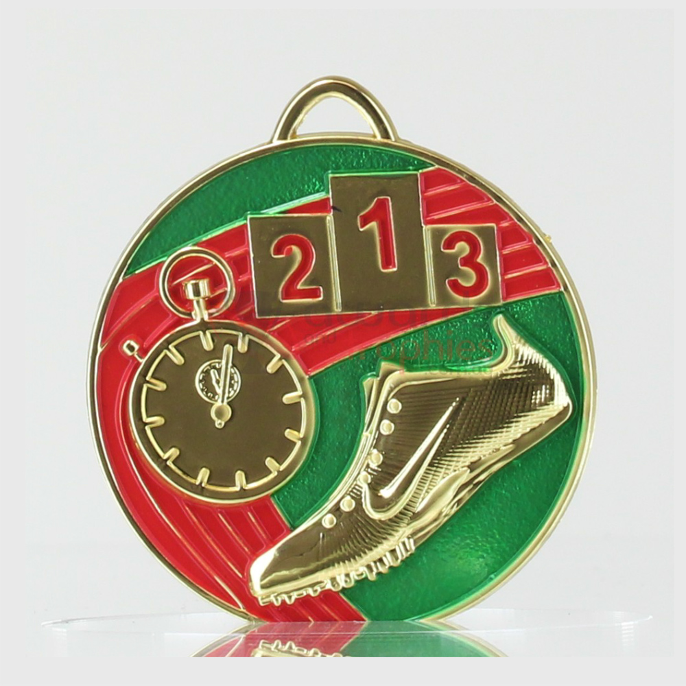 Colour Track Medal 50mm Gold