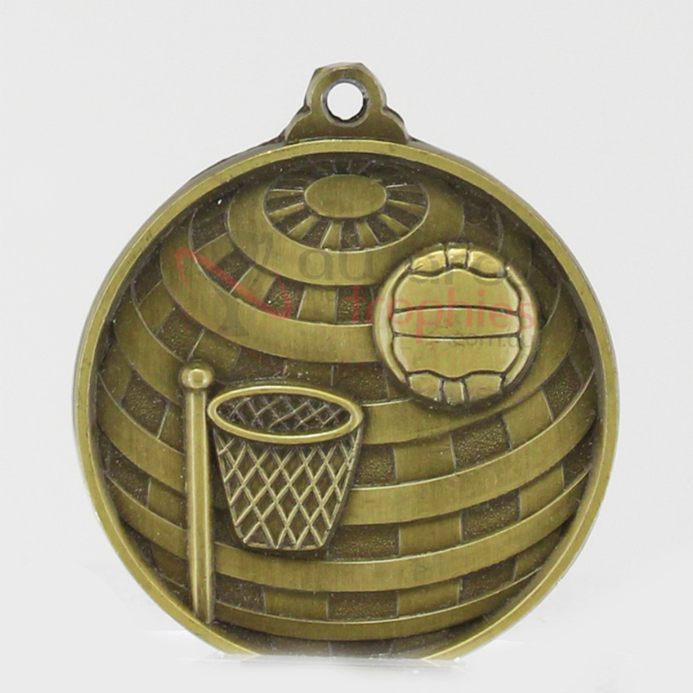 Global Netball Medal 50mm Gold 