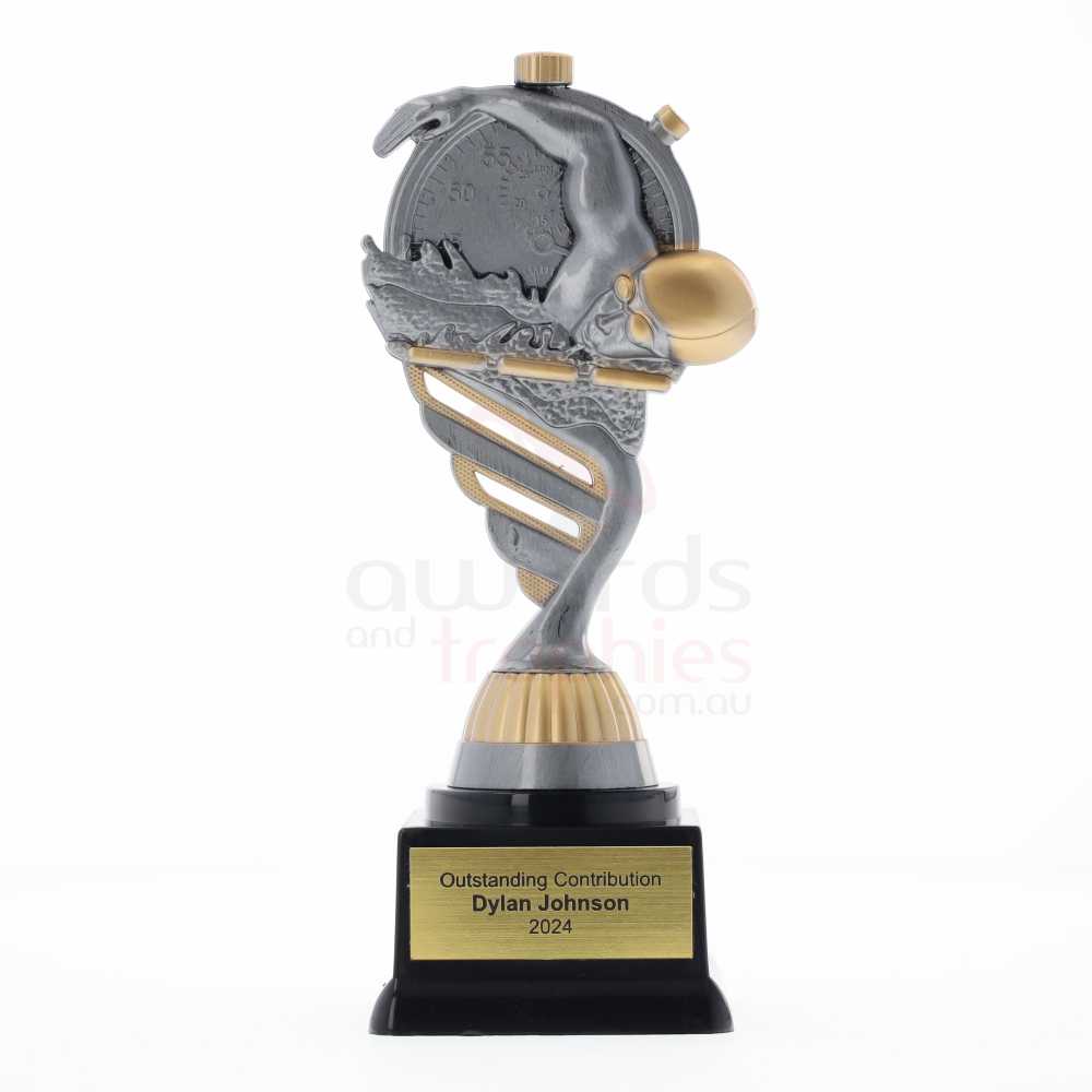 Swimming Theme Gold & Silver on Black Base 175mm   