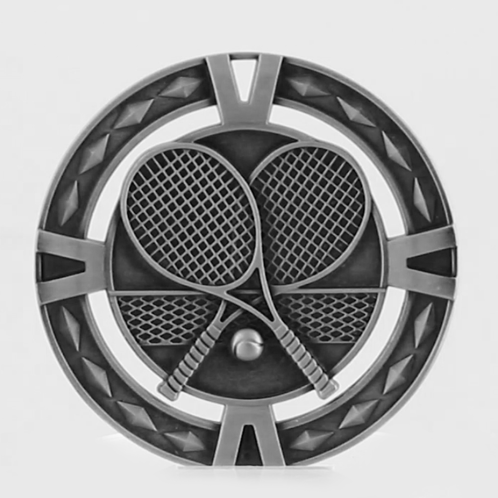 Cutout Tennis Medal 60mm  Silver