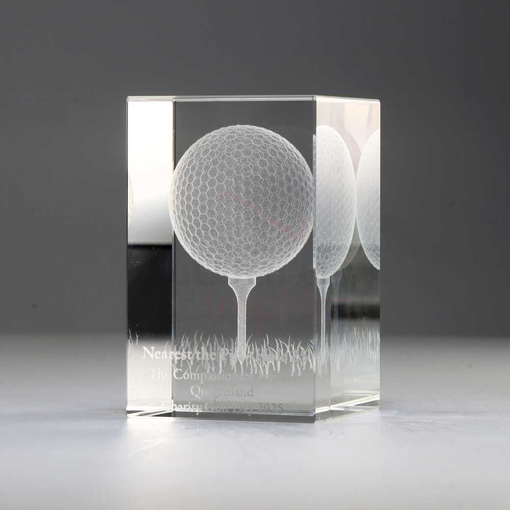 3D Golf Crystal Block 80mm