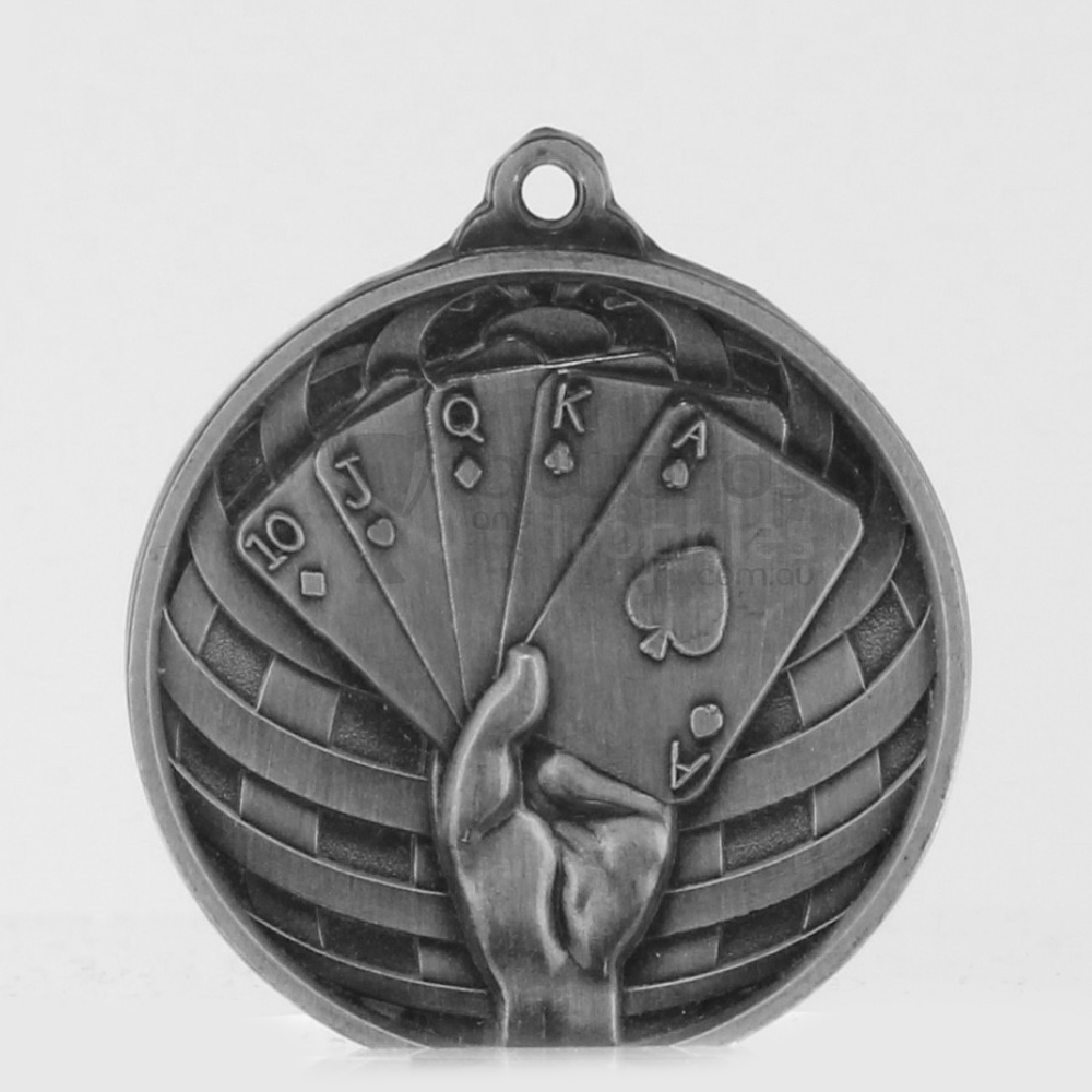 Global Poker Medal 50mm Silver 